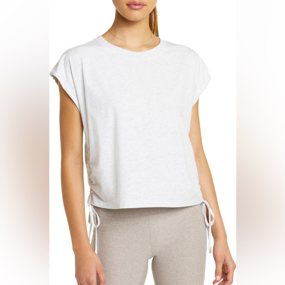 Zella Ruched Side Tie Cotton T-shirt